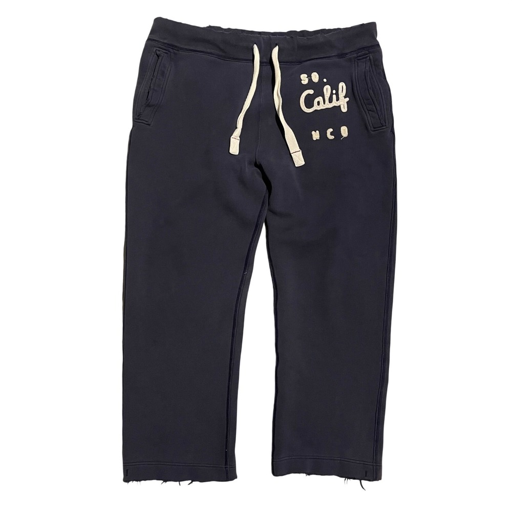 Hollister‎ Mens So Calif Distressed Sweatpants Navy Blue Fleece Joggers Large